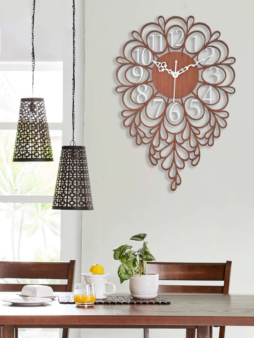 Wooden Silent Non-Ticking Wall Clock for Home Stylish Latest Designer Wall Clock for Home Living Room Bedroom Office Hall